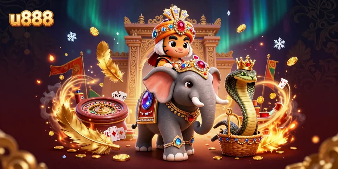 Experience thrilling gaming action at u888 with vibrant illustrations of a live casino atmosphere packed with excitement.
