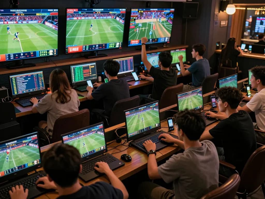 Engaging online betting with soc888 showing vibrant sports matches and players enthusiastic.