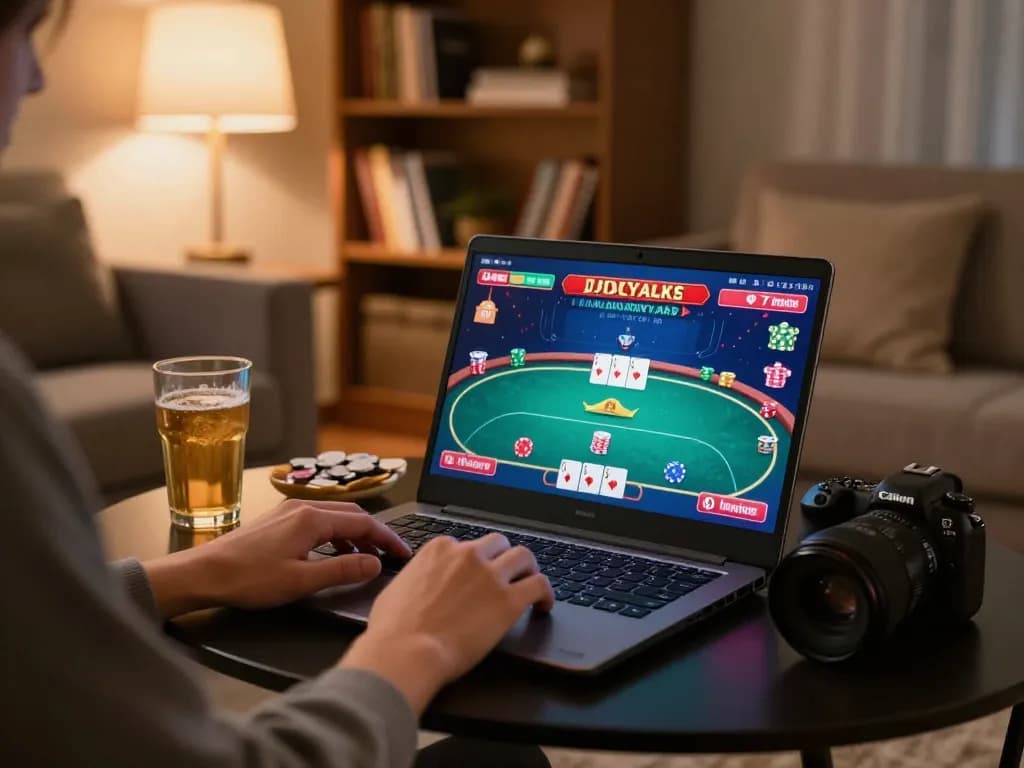 Engaging online gaming session at iwin club with a player focused on poker gameplay.