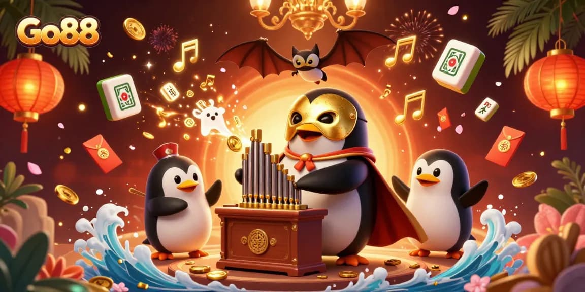 Engage with Go88 in a vibrant 3D casino scene showcasing exciting gaming elements and characters.