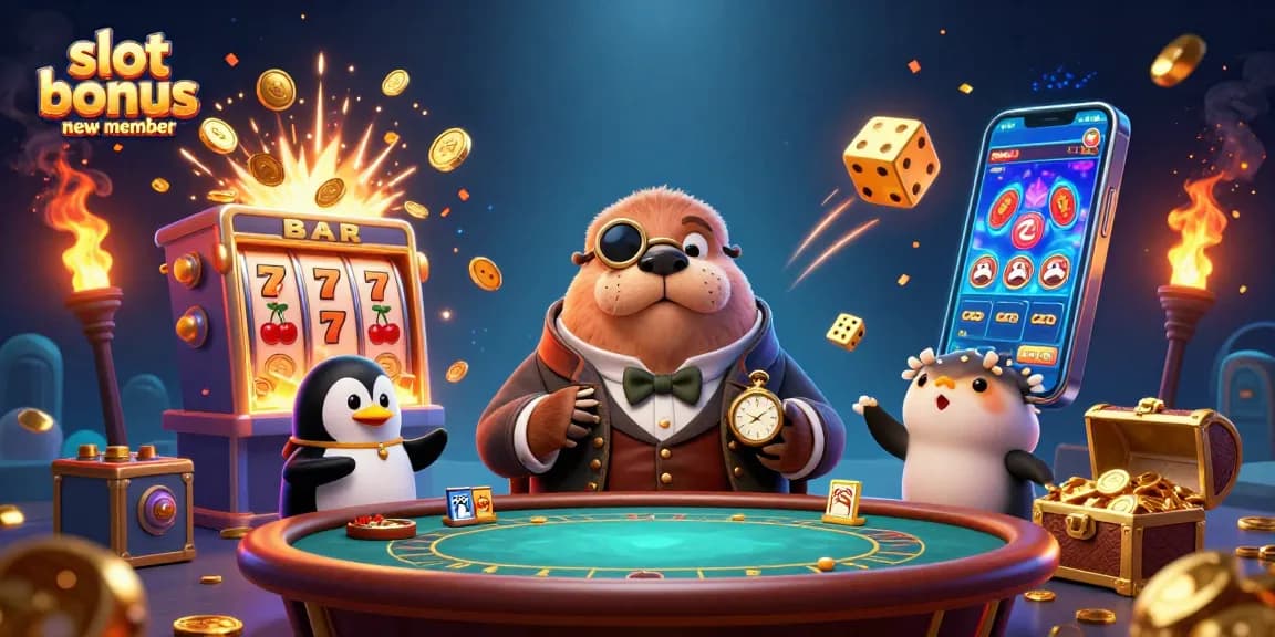 Slot bonus anggota baru memicu momen seru di kasino dengan karakter kartun 3D yang interaktif.