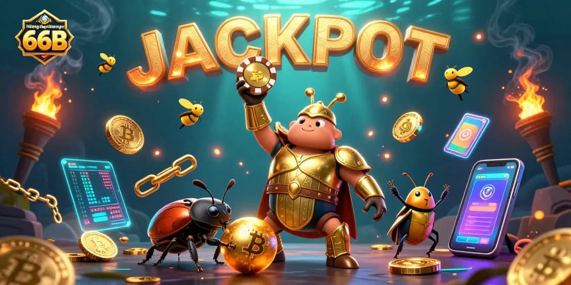 Experience the thrill of Hướng dẫn tham gia 66B with a winning beetle and vibrant casino scenes.