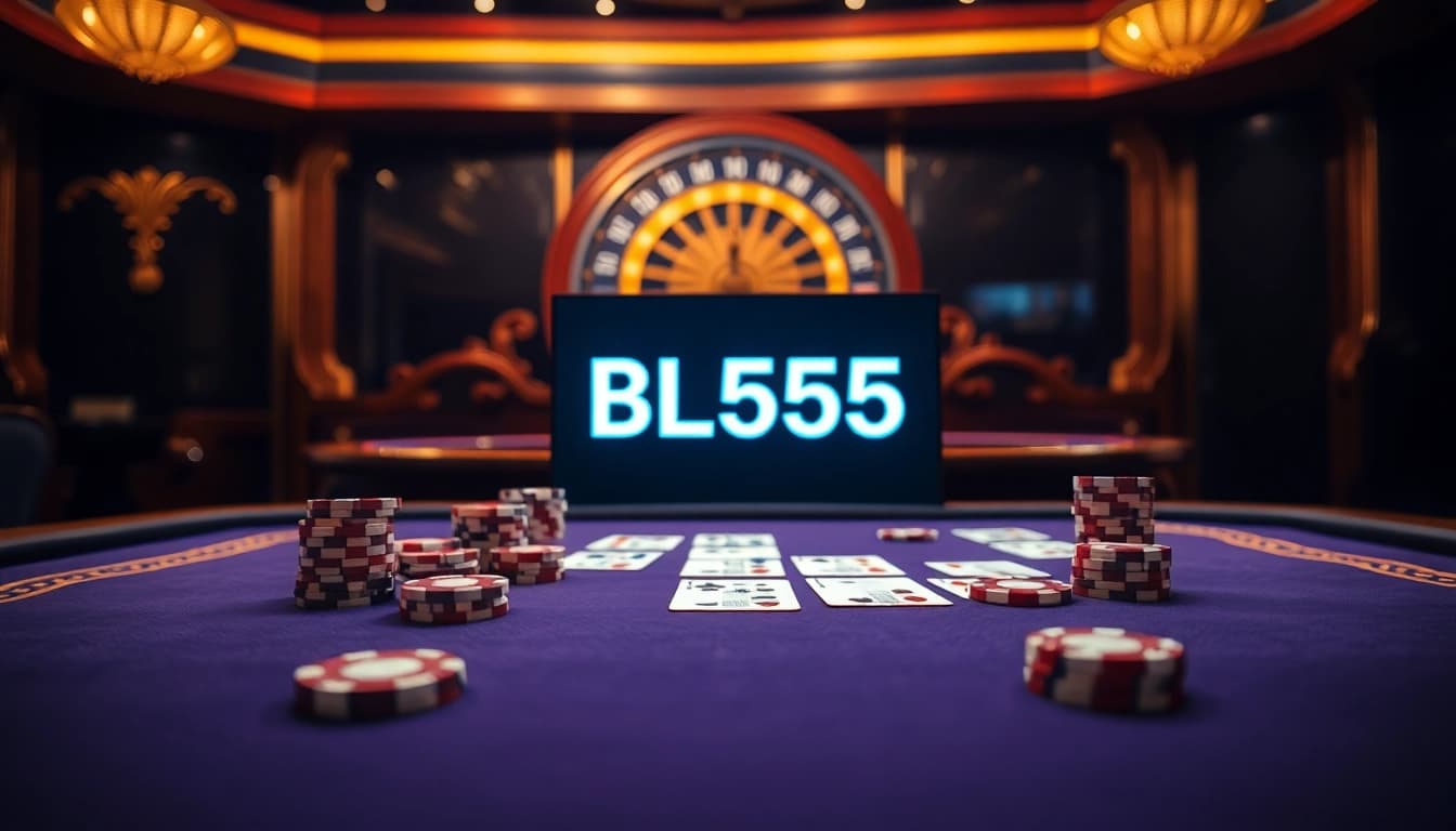 Experience thrilling gameplay at BL555 with vibrant poker tables and luxurious casino ambiance.