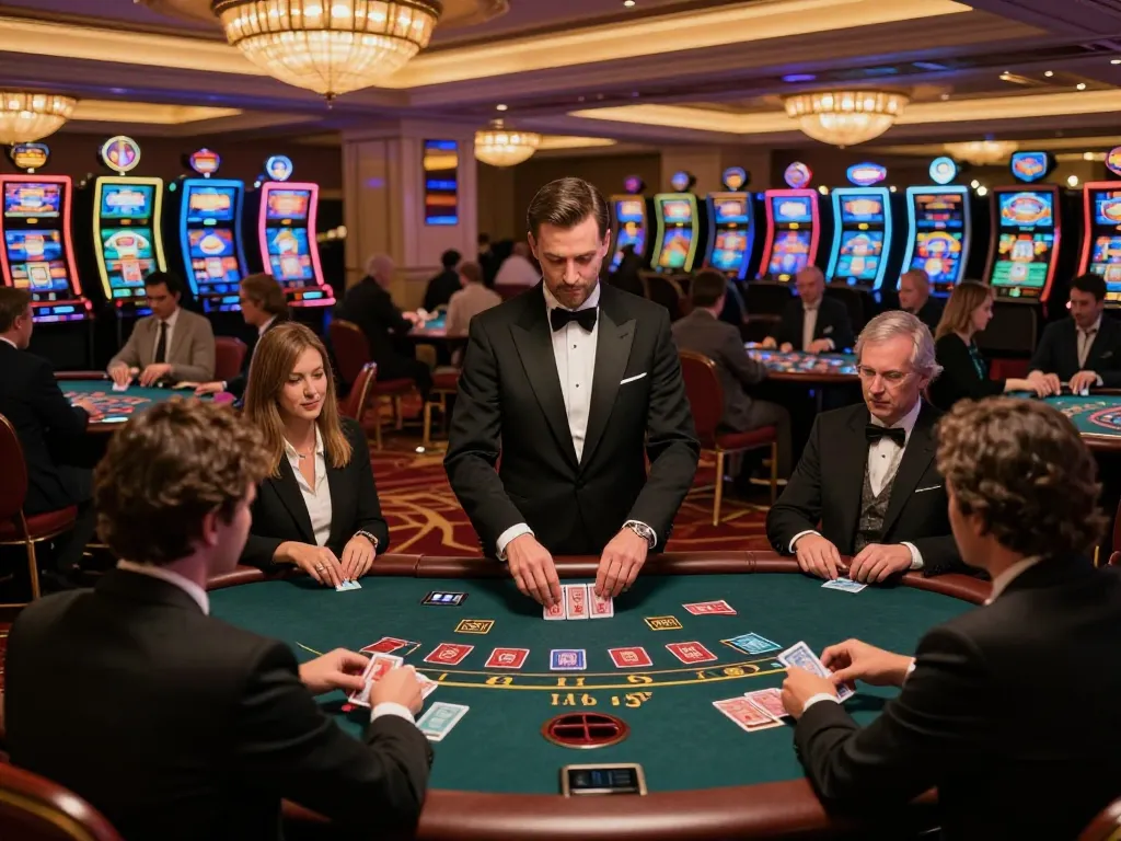Engaged players strategizing at blackjack tables to win at mm88 casino.
