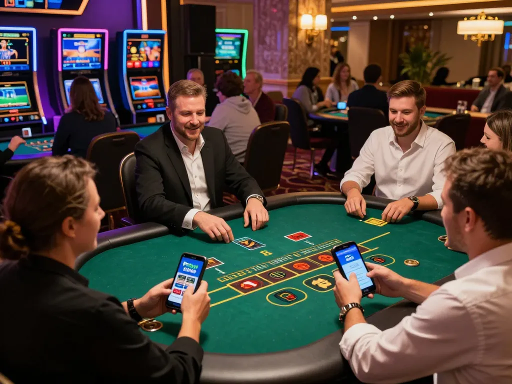 PHTAYA live casino gaming action with players engaging at tables, vibrant atmosphere.