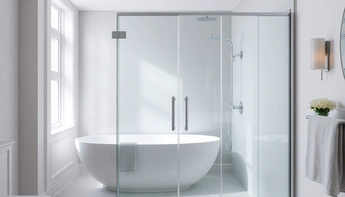 Stylish wet room shower screen enhances modern bathroom décor with sleek design.