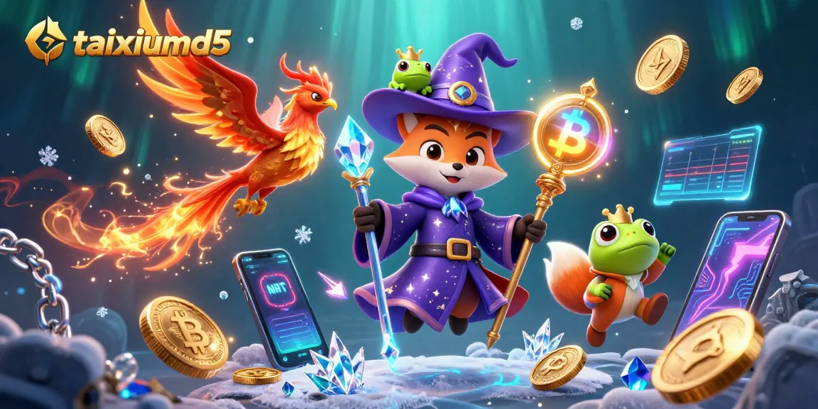 Engage with taixiumd5's magical games showcasing a mystical fox, phoenix, and enchanted frog.