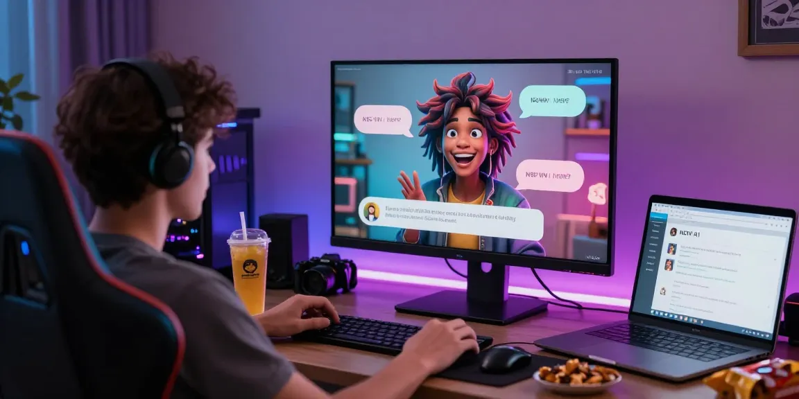Engaging user experience with nsfw ai character in a cozy gaming setup.