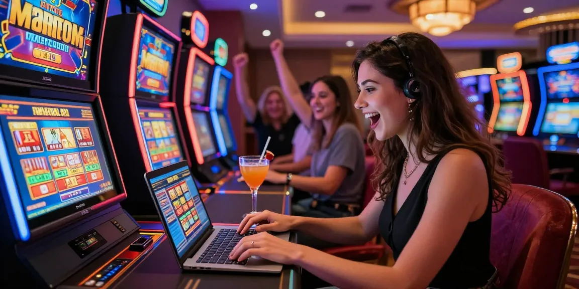 Discovering credit card casinos at pavilions.org.uk with vibrant gaming atmosphere and excited player interactions.