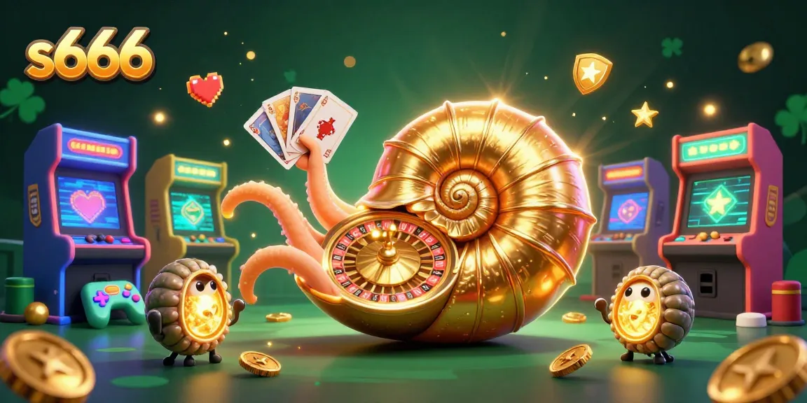 Experience the vibrant world of s666, featuring a giant nautilus as a roulette wheel amidst captivating gaming elements.