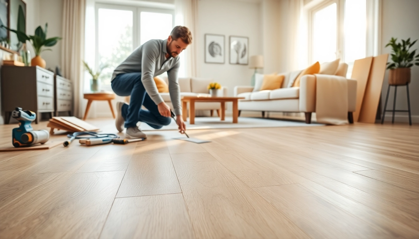 Find reliable flooring companies near me with stunning blonde oak vinyl flooring in a beautifully decorated space.