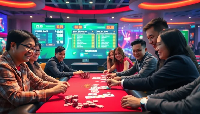 Engaged players enjoying an exciting online gaming experience at https://mm88.agency/ showcasing a vibrant casino atmosphere.