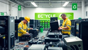 Efficient computer disposal company near me showcasing professionals recycling electronic waste safely.