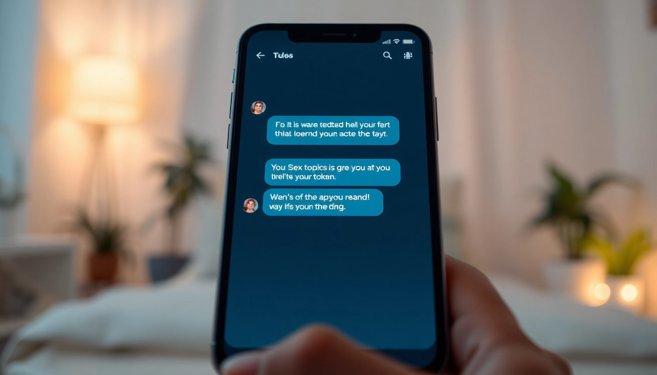 Engaging AI sex conversation on a smartphone chatbot interface in a cozy setting.