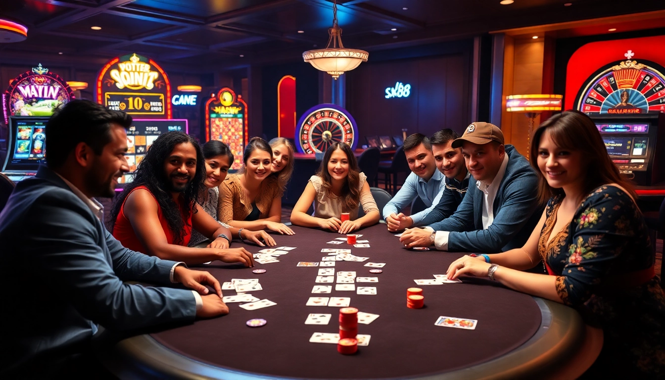 Join the thrill at https://xx88.bar/ with gamblers winning big at a luxurious casino table.