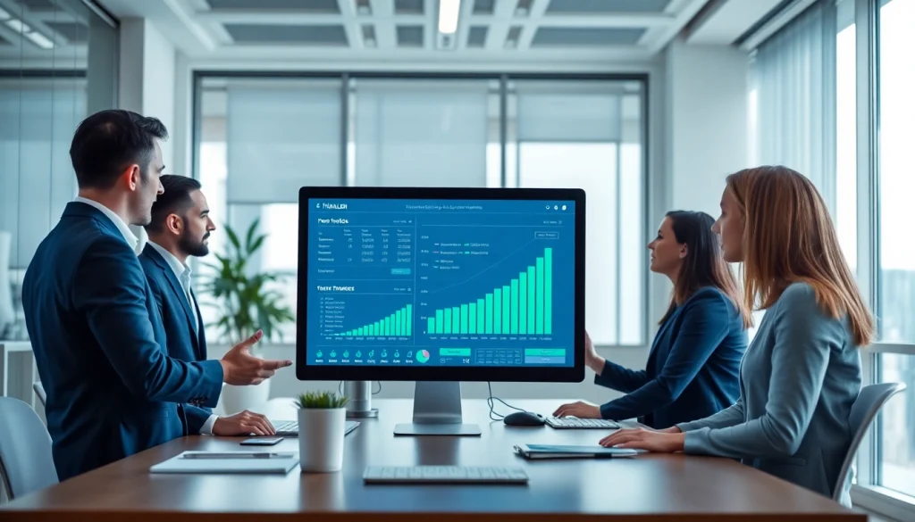 Illustration of logo lem yenileme ücreti in a modern office with professionals discussing financial software.