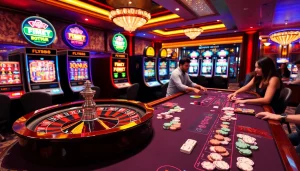 Experience the thrill of FLY88 casino gaming with vibrant tables and exciting slot machines.