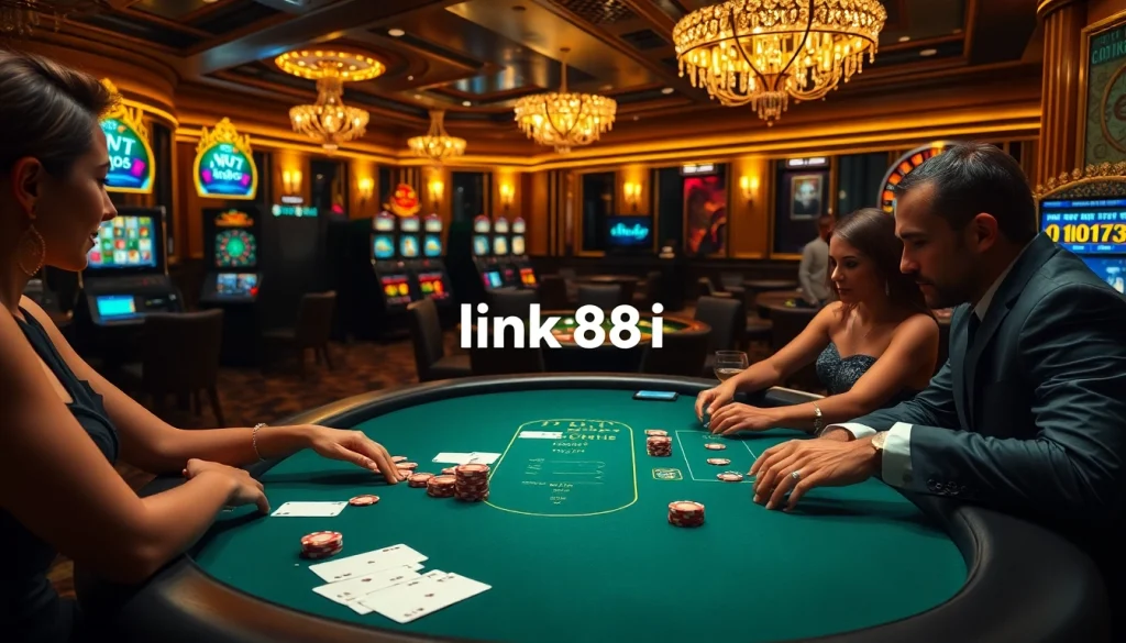 Experience thrilling gameplay with link 88i at a luxury casino poker table.