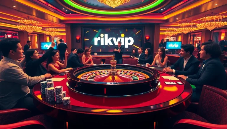 Players engaging in high-stakes excitement at a rikvip casino roulette table surrounded by colorful chips.