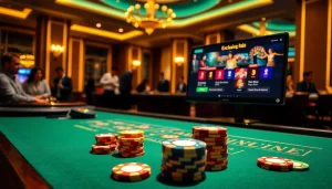 sv88 khuyến mãi showcased at an exciting casino scene with vibrant gaming elements.