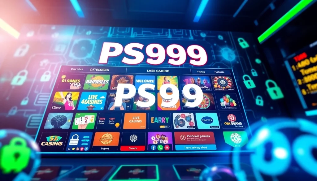 Engaging online gaming interface of PS99 highlighting diverse gaming categories and security features.