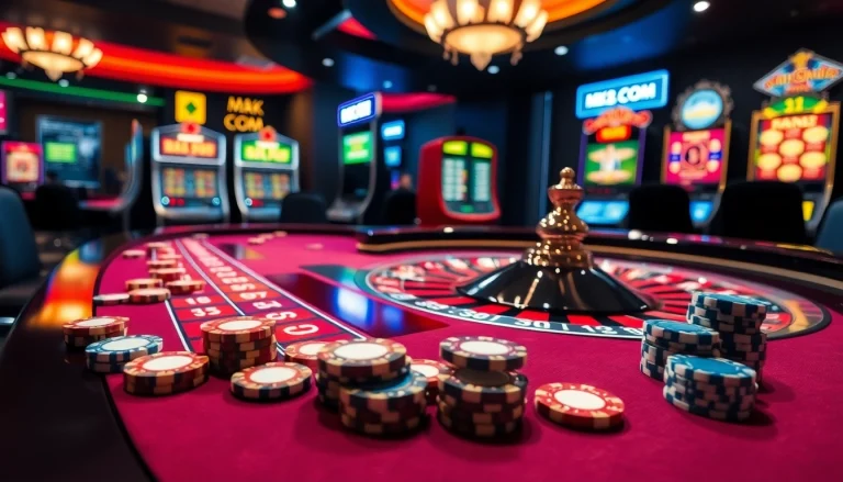 A lively roulette table at MK8.COM showcasing vibrant casino action and excitement.