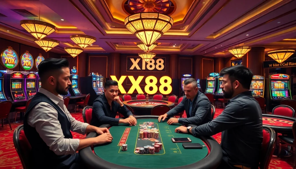Experience the thrill of gambling at XX88 with vibrant slot machines and poker games.