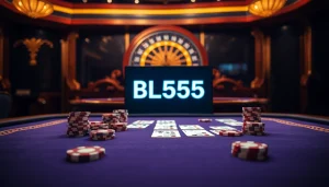 Experience thrilling gameplay at BL555 with vibrant poker tables and luxurious casino ambiance.