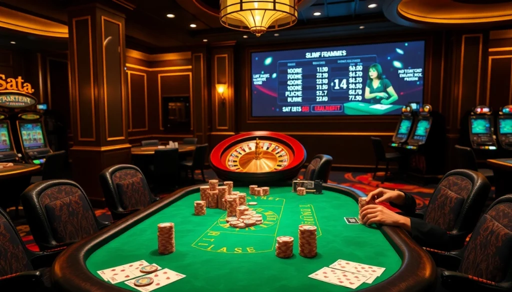 Enjoy the excitement of say88 nhà cái with vibrant poker chips and dynamic betting displays in a luxurious casino setting.