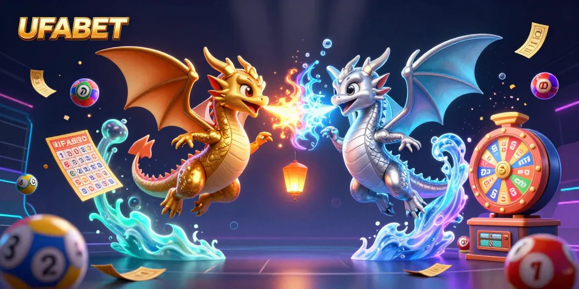 UFABET players experience thrilling moments with cartoon dragons and colorful game elements.